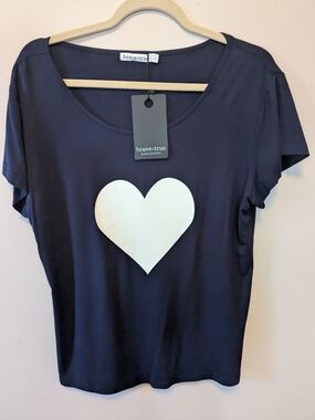 Brave + True Navy Short Sleeve Heart Tee
